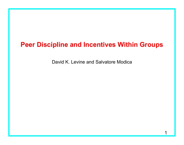 peer discipline and incentives within groups