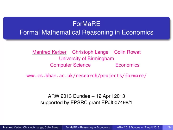 formare formal mathematical reasoning in economics