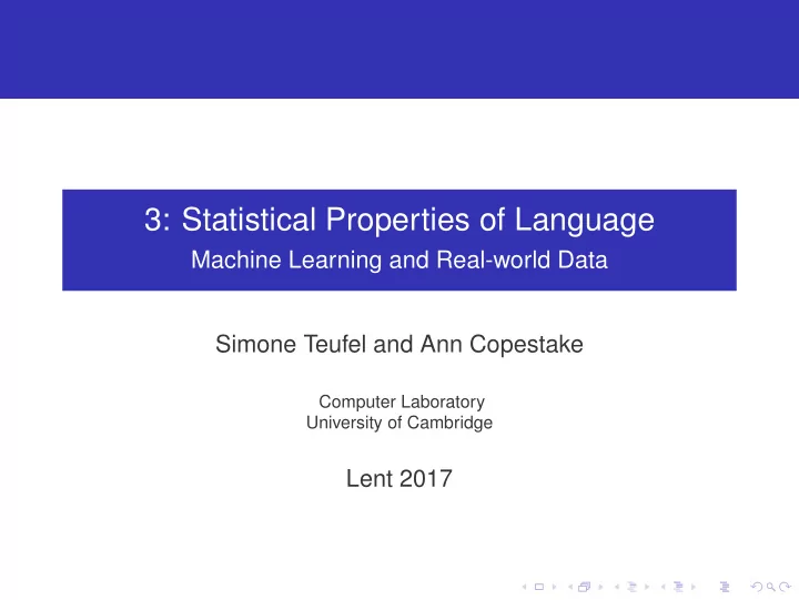 3 statistical properties of language