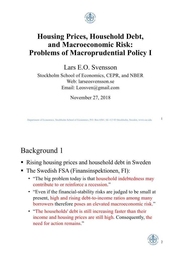 housing prices household debt and macroeconomic risk