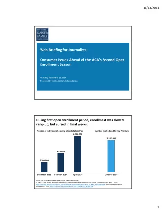 Web Briefing for Journalists: Consumer Issues Ahead of the ACA's Second Open Enrollment Season