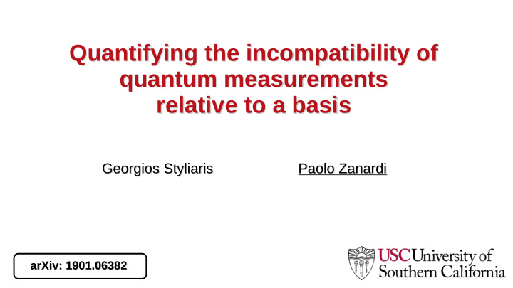 quantifying the incompatibility of quantifying the