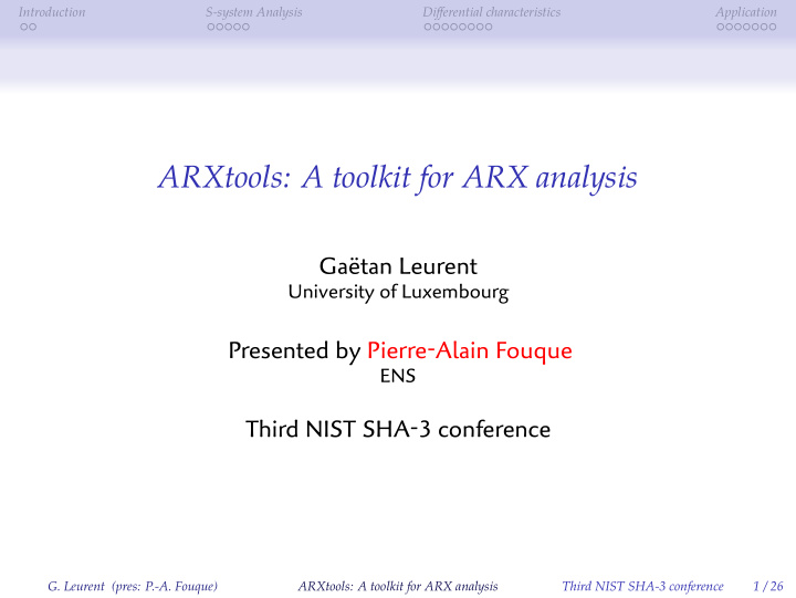 arxtools a toolkit for arx analysis