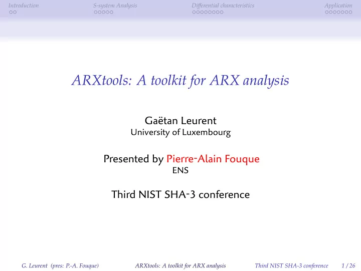 arxtools a toolkit for arx analysis