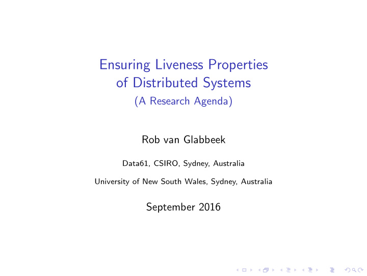 ensuring liveness properties of distributed systems
