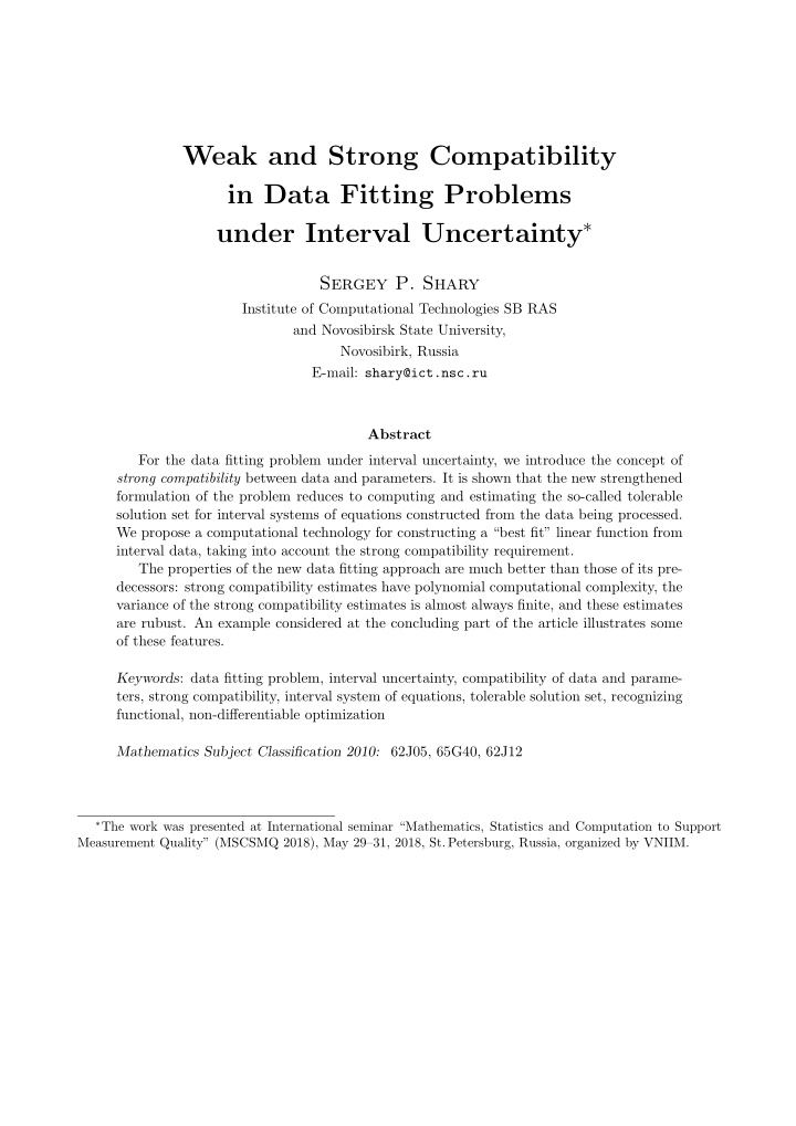weak and strong compatibility in data fitting problems