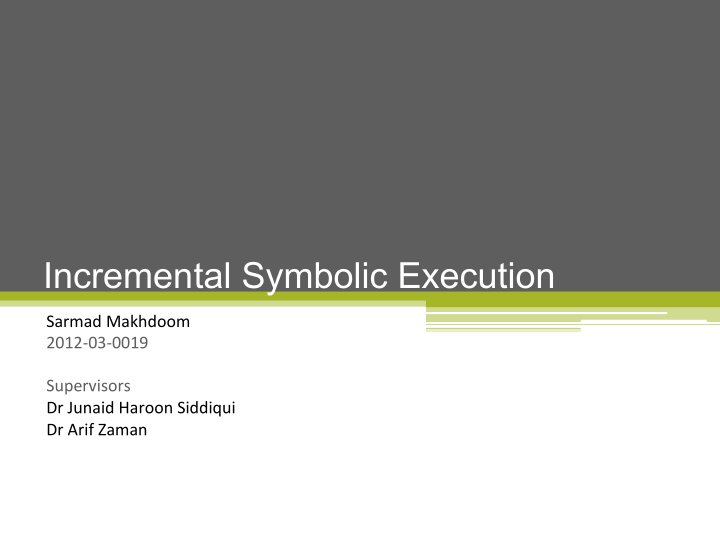 incremental symbolic execution