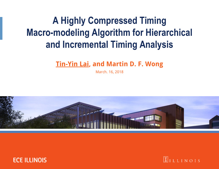 a highly compressed timing macro modeling algorithm for