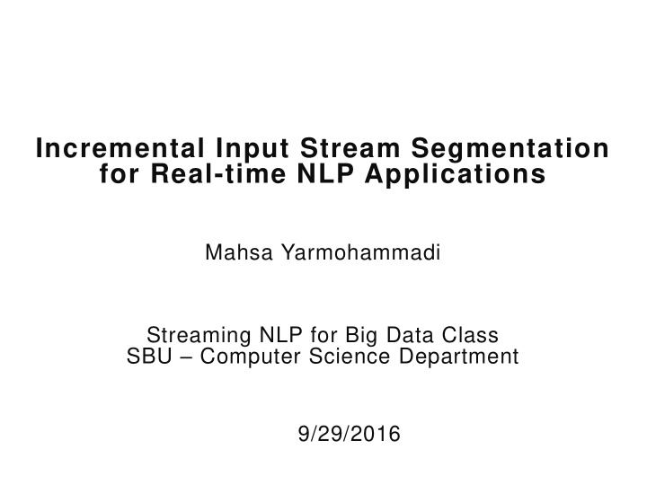 for real time nlp applications