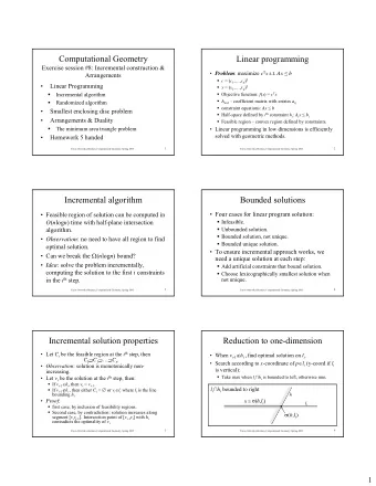 Computational Geometry  Linear programming  Exercise session #8: Incremental construction &amp;