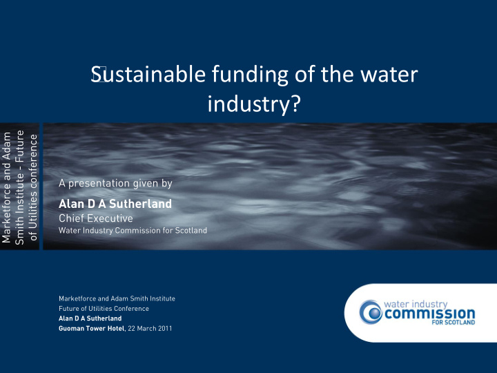 sustainable funding of the water