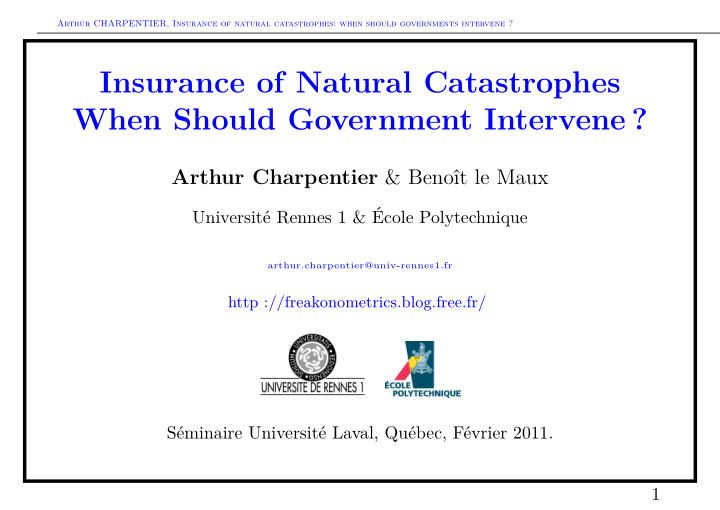 insurance of natural catastrophes when should government