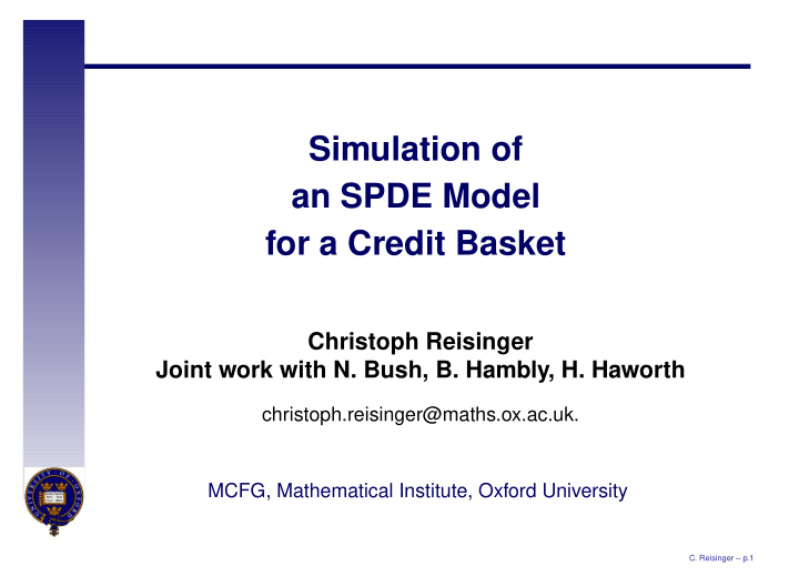 simulation of an spde model for a credit basket