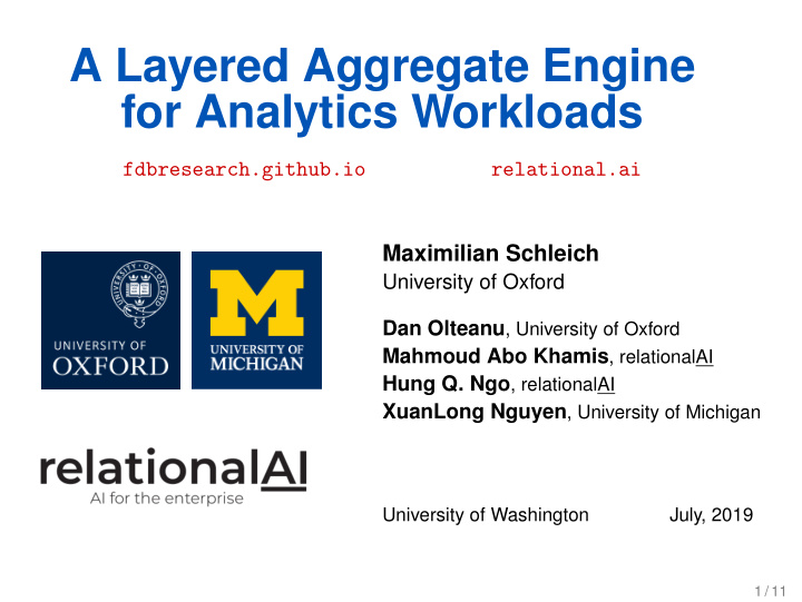 a layered aggregate engine for analytics workloads