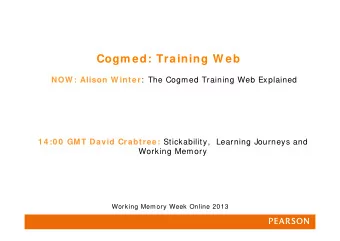 Cogm ed: Training W eb NOW : Alison W inter :  The Cogmed Training Web Explained 1 4 :0 0  GMT