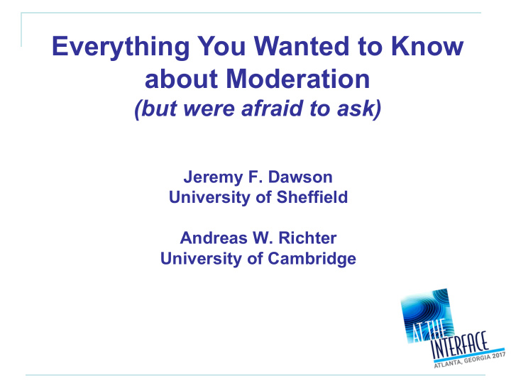 everything you wanted to know about moderation