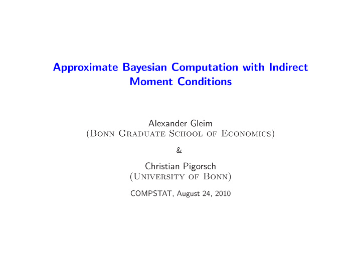 approximate bayesian computation with indirect moment