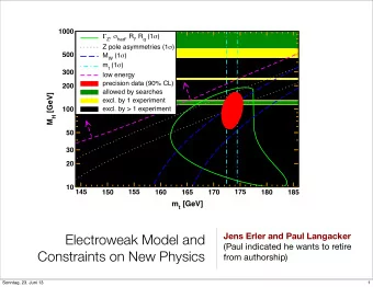 Electroweak Model and  (Paul indicated he wants to retire  Constraints on New Physics  from