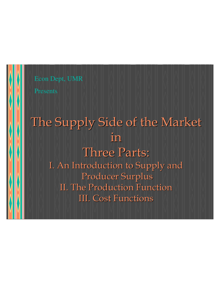 the supply side of the market the supply side of the