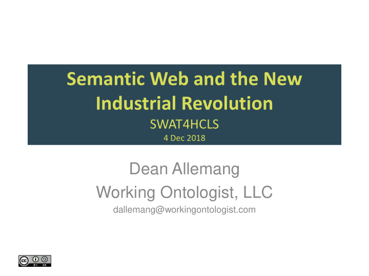 semantic web and the new industrial revolution