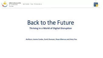 Back to the Future  Thriving in a World of Digital Disruption  Authors: Jenna Cooke, Scott Duncan,
