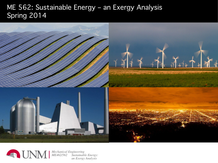 me 562 sustainable energy an exergy analysis spring 2014