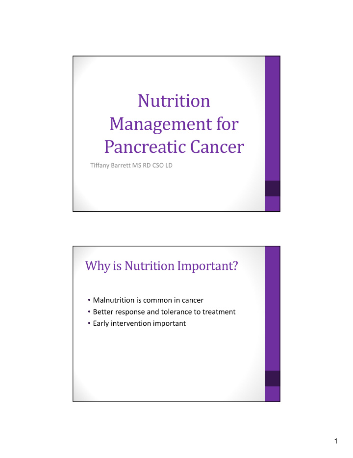 nutrition management for pancreatic cancer