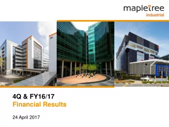 Financial Results  24 April 2017  Important Notice This presentation shall be read in conjunction