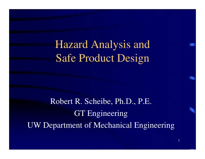 hazard analysis and safe product design
