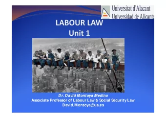 Associate Professor of Labour Law &amp; Social Security Law  David.Montoya@ua.es  1  )  Labour Law