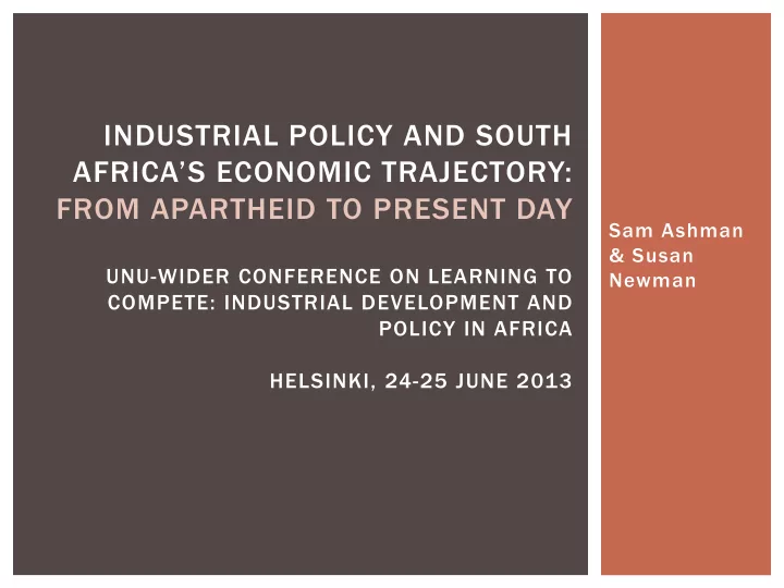 industrial policy and south africa s economic trajectory