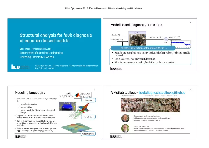 structural analysis for fault diagnosis