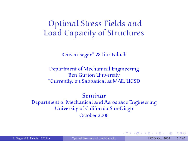optimal stress fields and load capacity of structures