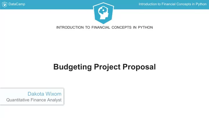 budgeting project proposal