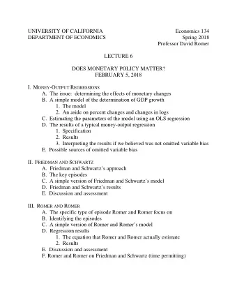 UNIVERSITY OF CALIFORNIA  Economics 134  DEPARTMENT OF ECONOMICS  Spring 2018  Professor David