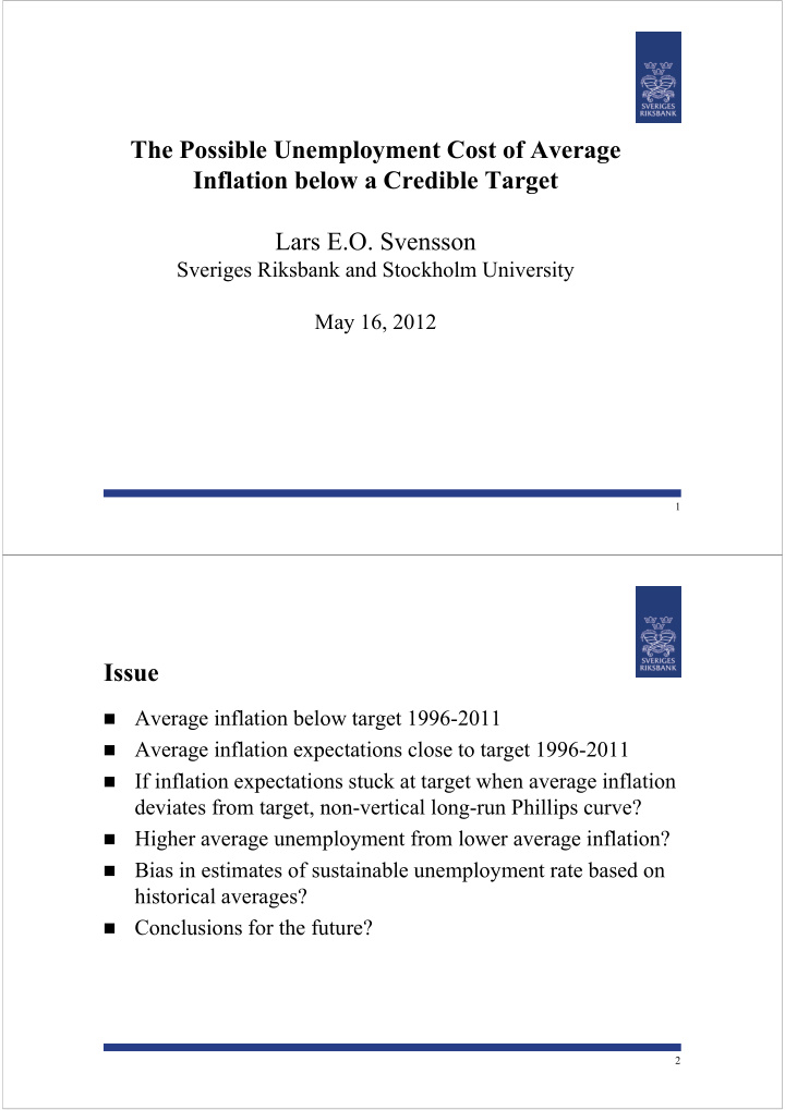 the possible unemployment cost of average inflation below