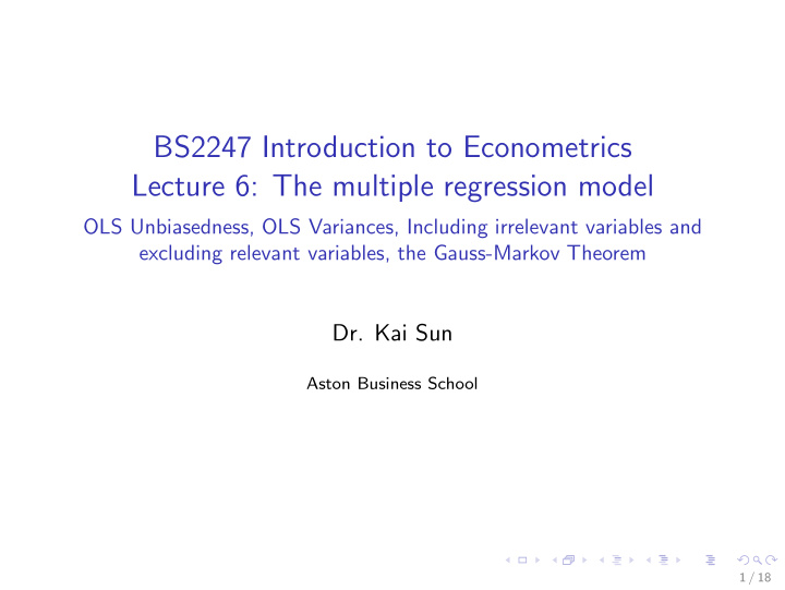 bs2247 introduction to econometrics lecture 6 the