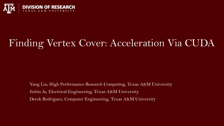 finding vertex cover acceleration via cuda