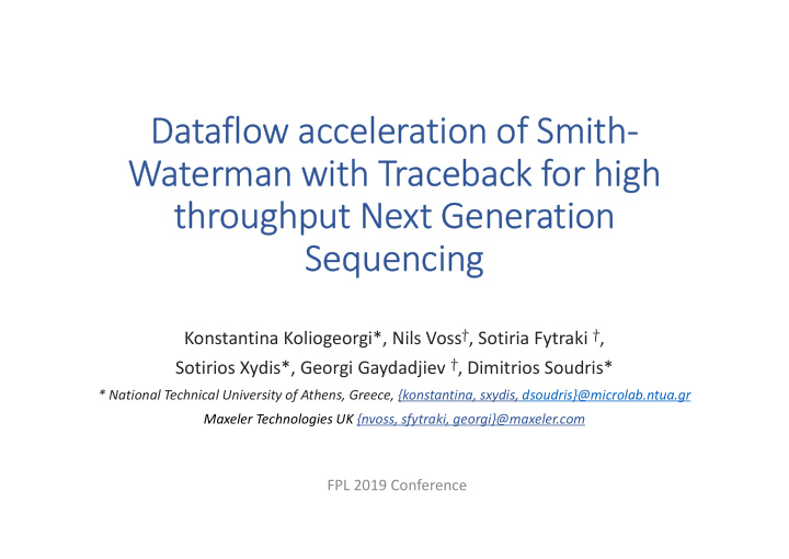 dataflow acceleration of smith waterman with traceback