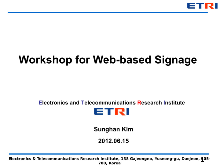 workshop for web based signage