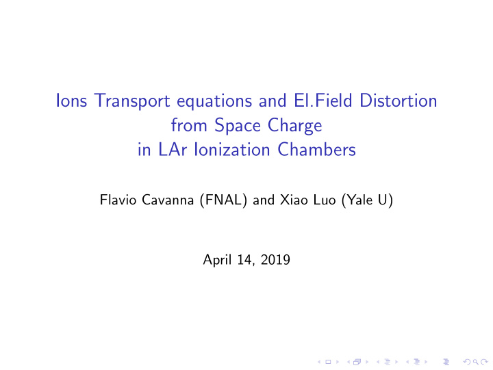 ions transport equations and el field distortion from