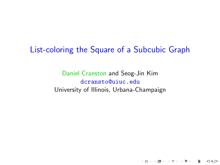 list coloring the square of a subcubic graph