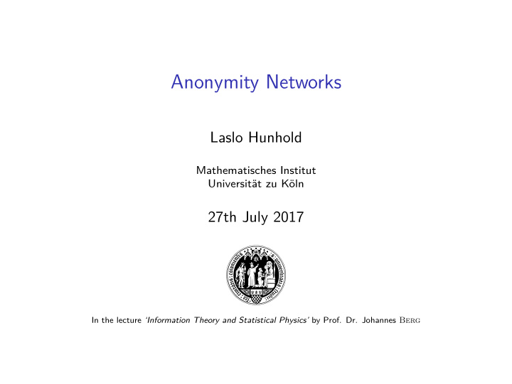 anonymity networks