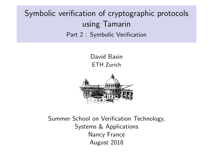 symbolic verification of cryptographic protocols using