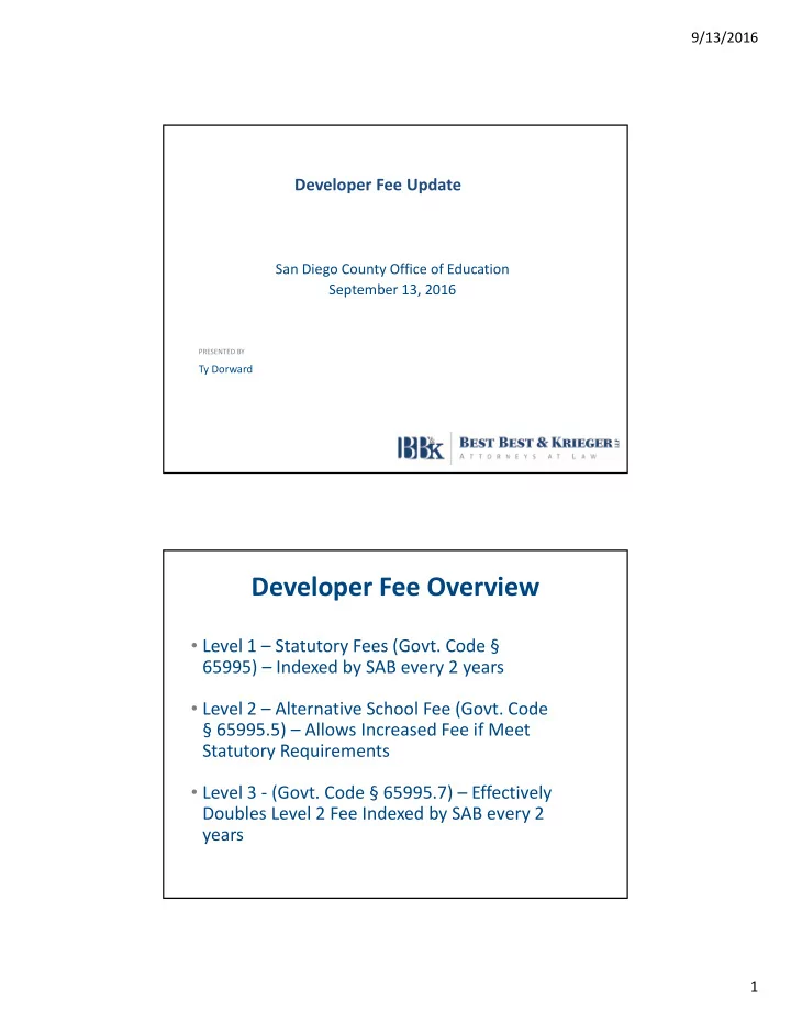 developer fee overview