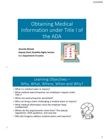the ADA  Amanda Maisels  Deputy Chief, Disability Rights Section  U.S. Department of Justice  1
