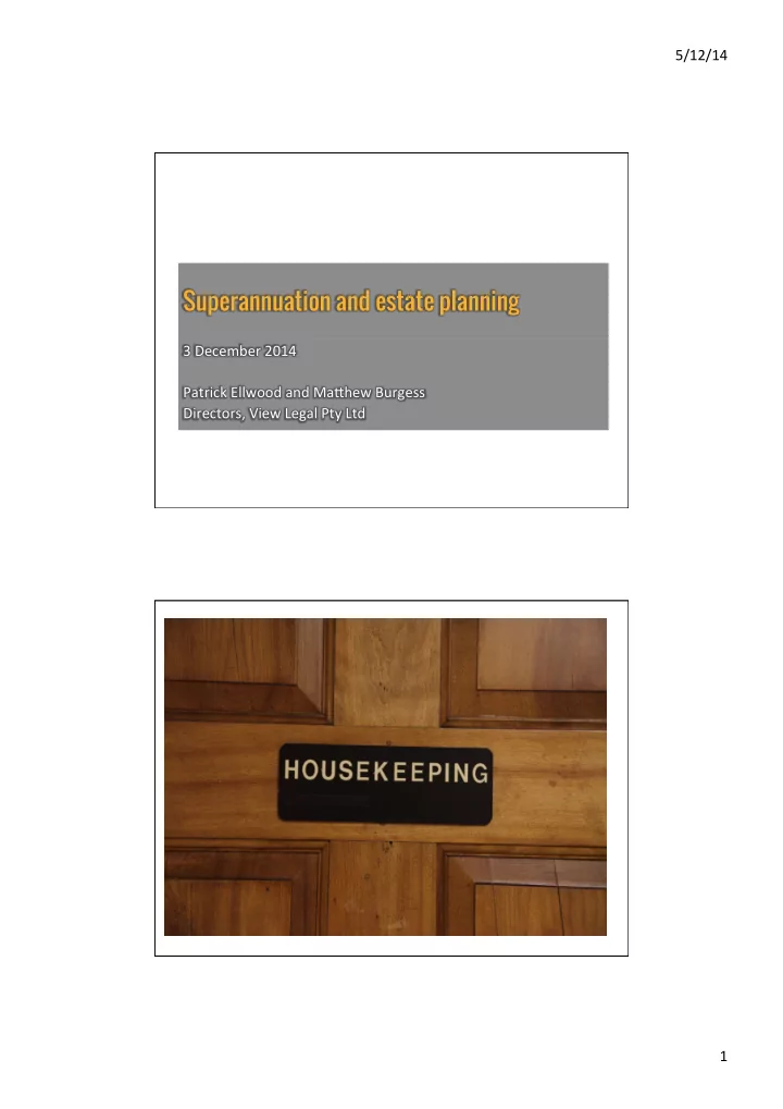 superannuation and estate planning