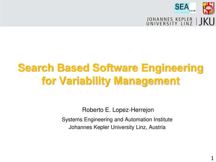 search based software engineering for variability