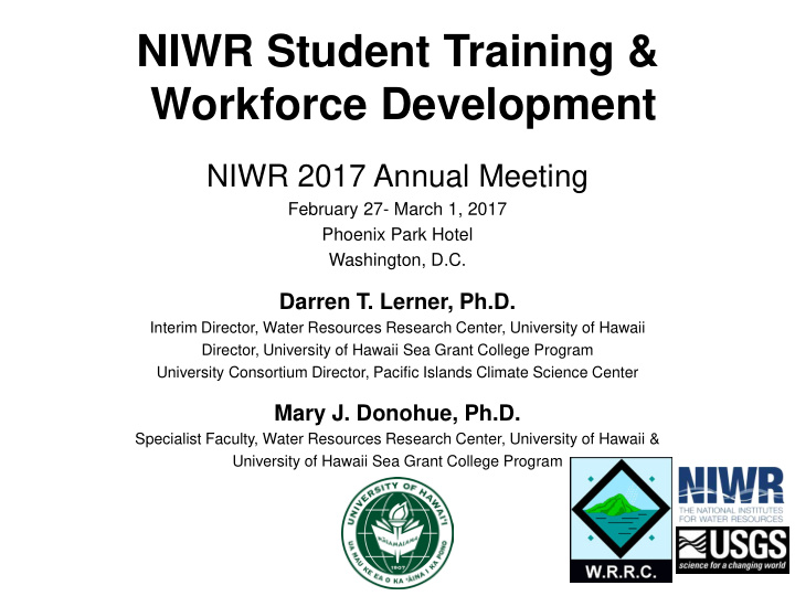 niwr student training workforce development