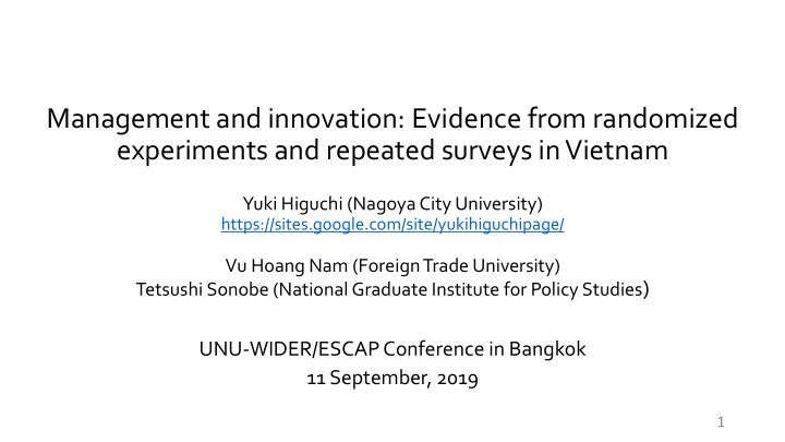 management and innovation evidence from randomized